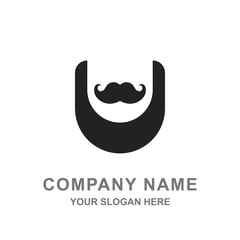 Barber Logo Mustache Beard Glasses Vector Illustration