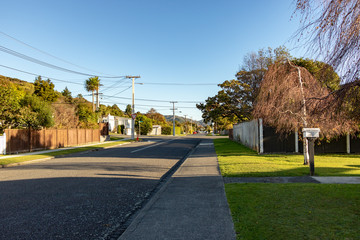 New Zealand Neighborhood In Afternoon Sun 