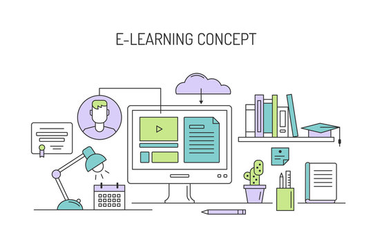 Online education and e-learning concept