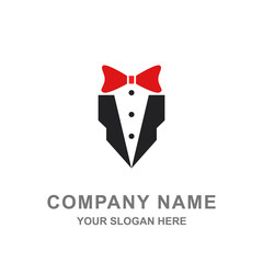 Tuxedo Suit Bow Tie Gentleman Fashion Style Logo Vector Illustration