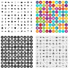 100 BBQ icons set vector in 4 variant for any web design isolated on white