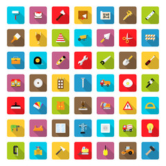 Vector icon set of construction,repair in flat style with shadow. - 202895880