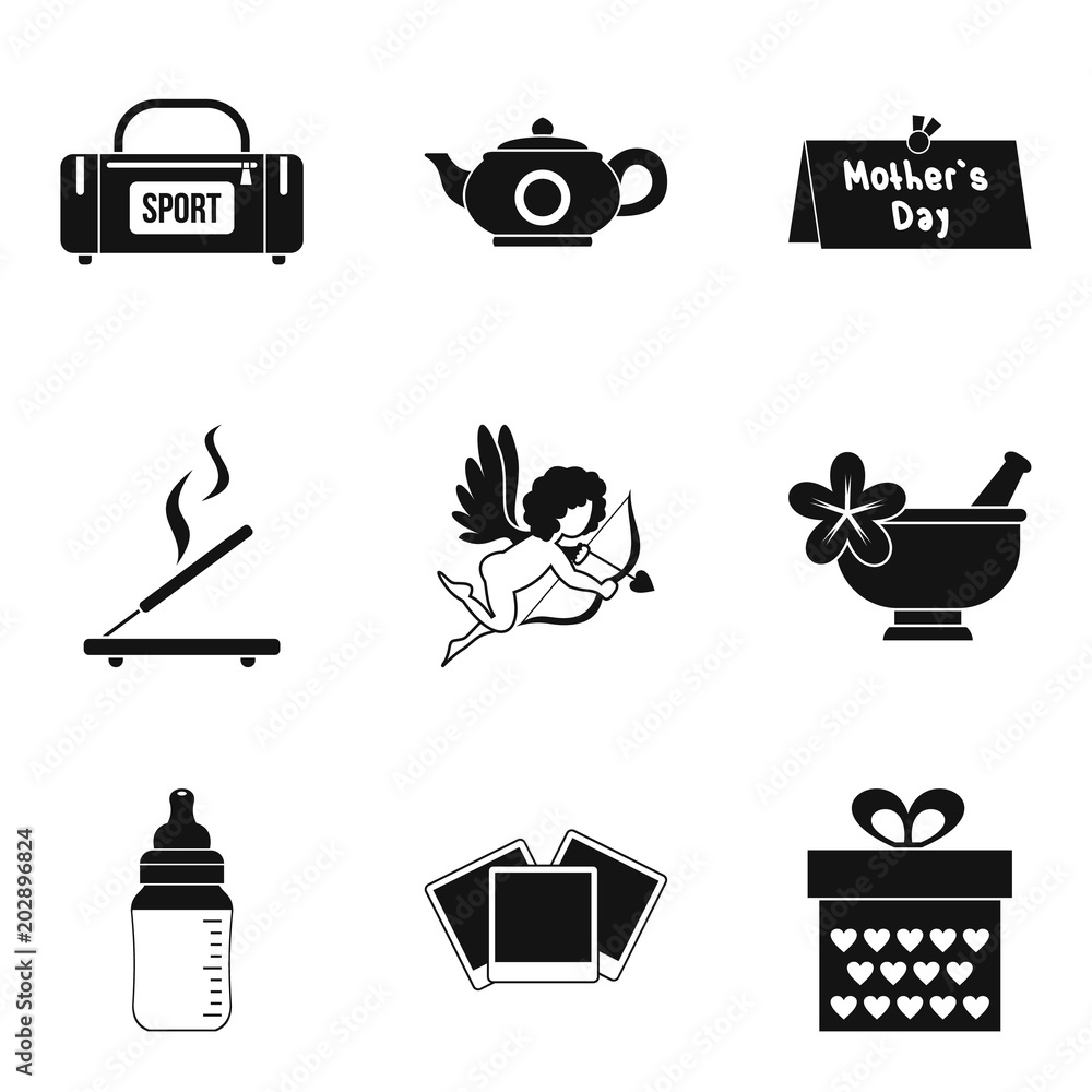 Poster dame welfare icons set. simple set of 9 dame welfare vector icons for web isolated on white backgrou