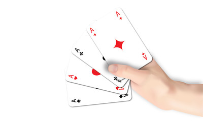 Hand mit Spielkarten