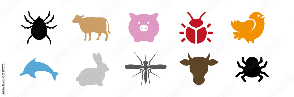 Canvas Prints Symbol-Set - Tiere und Insekten