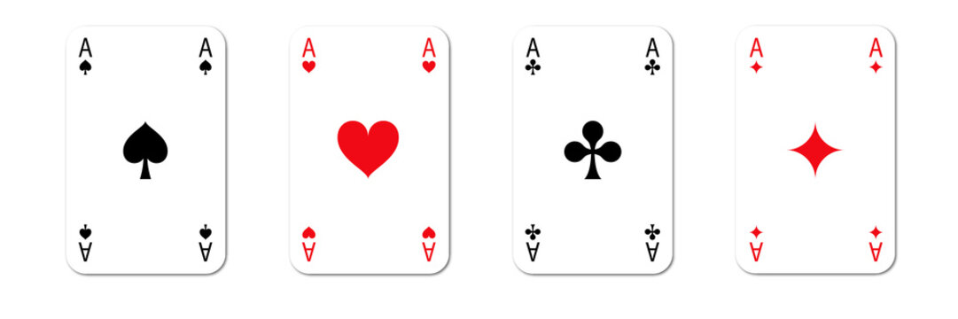 Vier Ass Karten - Spiel - Kartenspiel - Kreuz Pik Herz Karo