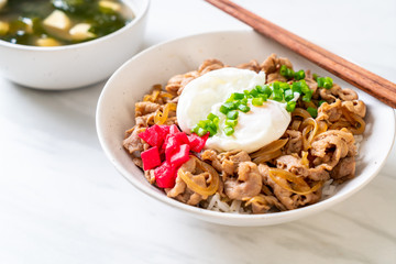 pork rice bowl with egg (Donburi) - japanese food