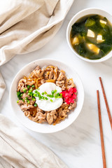 pork rice bowl with egg (Donburi) - japanese food