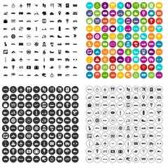 100 public transport icons set vector in 4 variant for any web design isolated on white