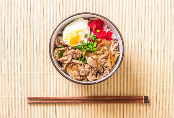 pork rice bowl with egg (Donburi) - japanese food