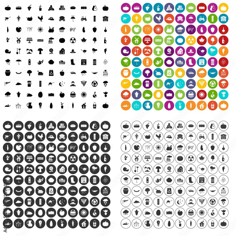 Poster 100 pumpkin icons set vector in 4 variant for any web design isolated on white