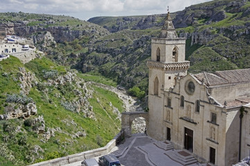 Italy, Basilicata, at the old town of Matera, church of San Pietro Caveoso