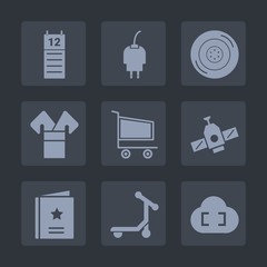 Premium set of fill icons. Such as calendar, car, speed, wheel, transport, planet, element, charge, charger, chinese, rubber, tire, energy, reminder, asia, electric, automobile, cart, mobile, scooter