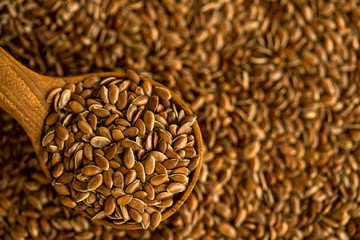 Close up a flax seeds ,  superfoods with high omega 3 essencial fatty acid