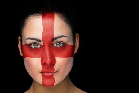 Composite Image Of England Football Fan In Face Paint Against Black