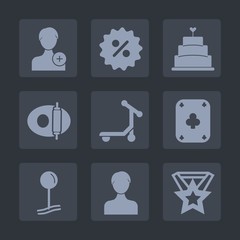 Premium set of fill icons. Such as kitchen, member, food, bakery, user, pastry, vehicle, account, network, medal, add, view, play, cooking, sale, price, map, blue, shop, coupon, manager, white, game