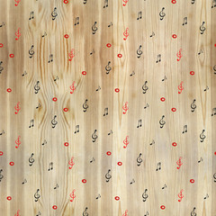 watercolor artistic music background - seamless pattern with notes