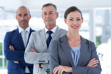 Business colleagues smiling at camera