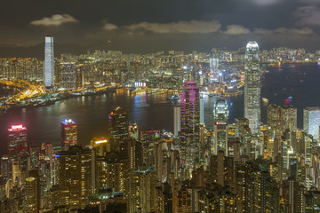 Fototapeta na wymiar Victoria harbor of Hong Kong City at night
