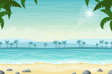 Tropical Beach Landscape With Palm Trees