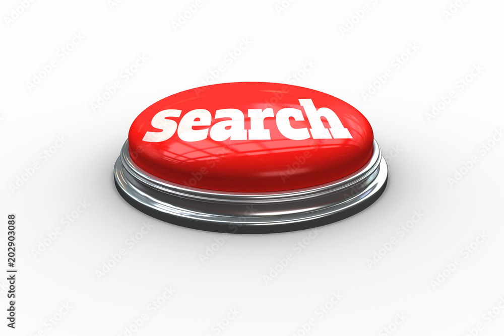 Poster the word search on digitally generated red push button
