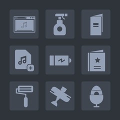 Premium set of fill icons. Such as energy, spray, equipment, add, pesticide, technology, travel, paint, favorite, chemical, file, electricity, document, care, plane, toxic, flight, sign, airplane, web