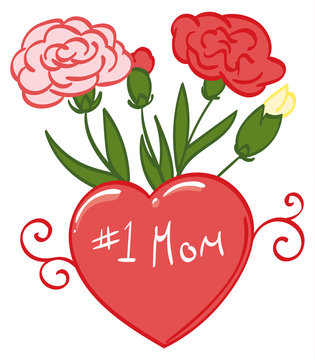 Number 1 Mom with Carnations