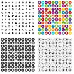 100 religious festival icons set vector in 4 variant for any web design isolated on white