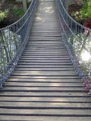 shaky suspension bridge for pedestrians