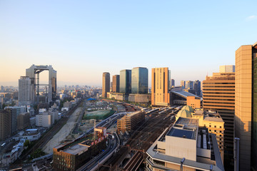 Osaka, Japan - April 28, 2018: Construction underway near Osaka Station