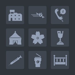 Premium set of fill icons. Such as transport, trip, urban, flight, sakura, spring, airport, flower, airplane, city, departure, winner, needle, equipment, baby, achievement, support, child, aircraft