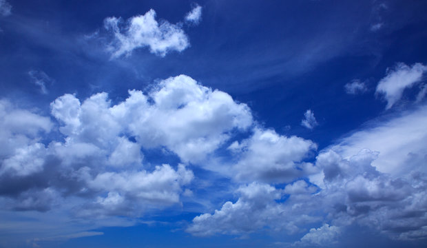 Blue sky with clouds closeup.