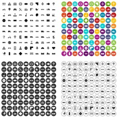 100 road icons set vector in 4 variant for any web design isolated on white