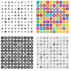 100 robot icons set vector in 4 variant for any web design isolated on white