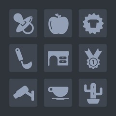 Premium set of fill icons. Such as office, business, cooking, cafe, little, sign, ladle, child, shirt, cactus, green, award, work, infant, security, soup, fresh, safety, desk, cappuccino, winner, kid