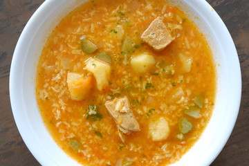 close up of  russian rossolnik soup