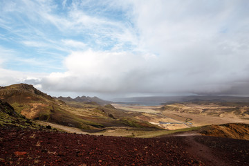 Iceland sunset, view from the top of the mountain