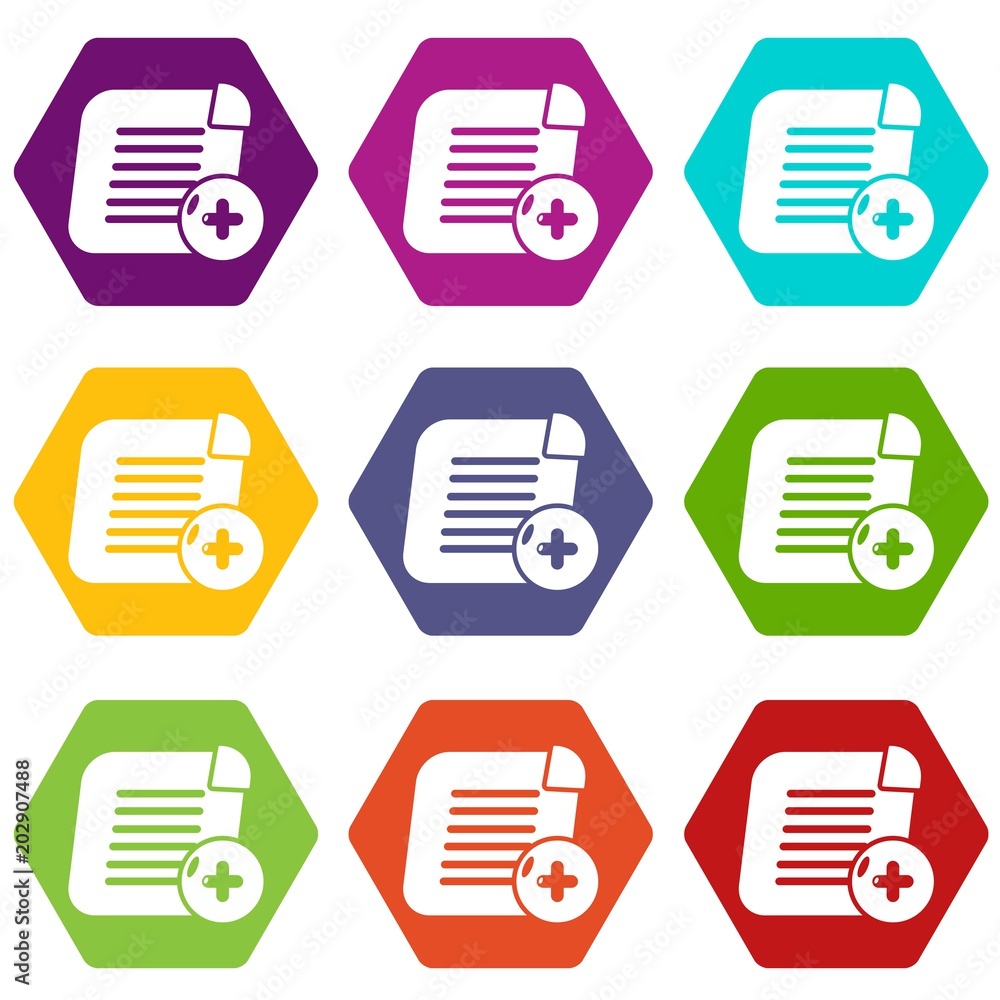 Poster add new icons 9 set coloful isolated on white for web