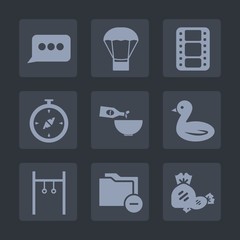 Premium set of fill icons. Such as video, dialog, document, transport, entertainment, drink, message, lollipop, business, sweet, communication, balloon, movie, east, chat, bird, air, candy, hot, food