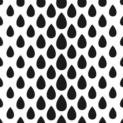 Abstract seamless drop pattern. Monochrome black and white texture. Repeating geometric simple graphic background