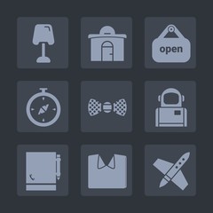Premium set of fill icons. Such as furniture, real, elegance, concept, estate, sign, cosmos, house, store, tie, notebook, light, astronaut, decoration, building, north, shirt, home, cosmonaut, modern