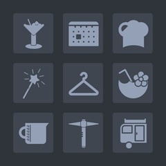 Premium set of fill icons. Such as time, cloakroom, food, hat, summer, cuisine, equipment, schedule, wand, chef, business, lemon, event, kitchen, vacation, white, container, ice, day, journey, magic