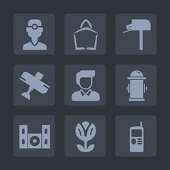 Premium set of fill icons. Such as aircraft, dentistry, , home, blossom, medical, travel, mobile, health, vintage, box, clinic, cinema, safety, speaker, flight, technology, mailbox, flower, mail, boy