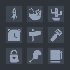 Premium set of fill icons. Such as cactus, meat, chicken, sign, cocktail, bird, technology, garden, juice, alcohol, business, tool, kitchen, time, green, fashion, rocket, notepad, launch, clock, party