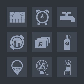 Premium set of fill icons. Such as sign, housework, construction, hour, bottle, bell, timer, watch, business, child, job, time, clock, work, web, document, alarm, file, lunch, paint, dish, crane, food
