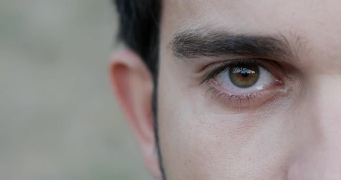 Close Up Of serious young  Man's eye-macro