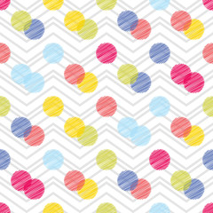 Polka dot seamless pattern. Geometric background. The colorful balls. Scribble texture. Тextile rapport.