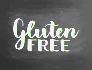 Eco gluten free chalkboard blackboard lettering writing handwritten text, chalk on a blackboard, vector illustration. Logo for healthy eat bar, restaurant, shops and printing and digital products