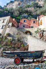 Furore, Amalfi Coast, Italy - a fisherman boat on the beach