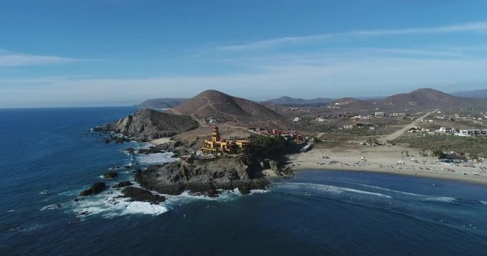 Aerial views of Cerritos beach in Todos Santos, Mexico, Baja California Sur.